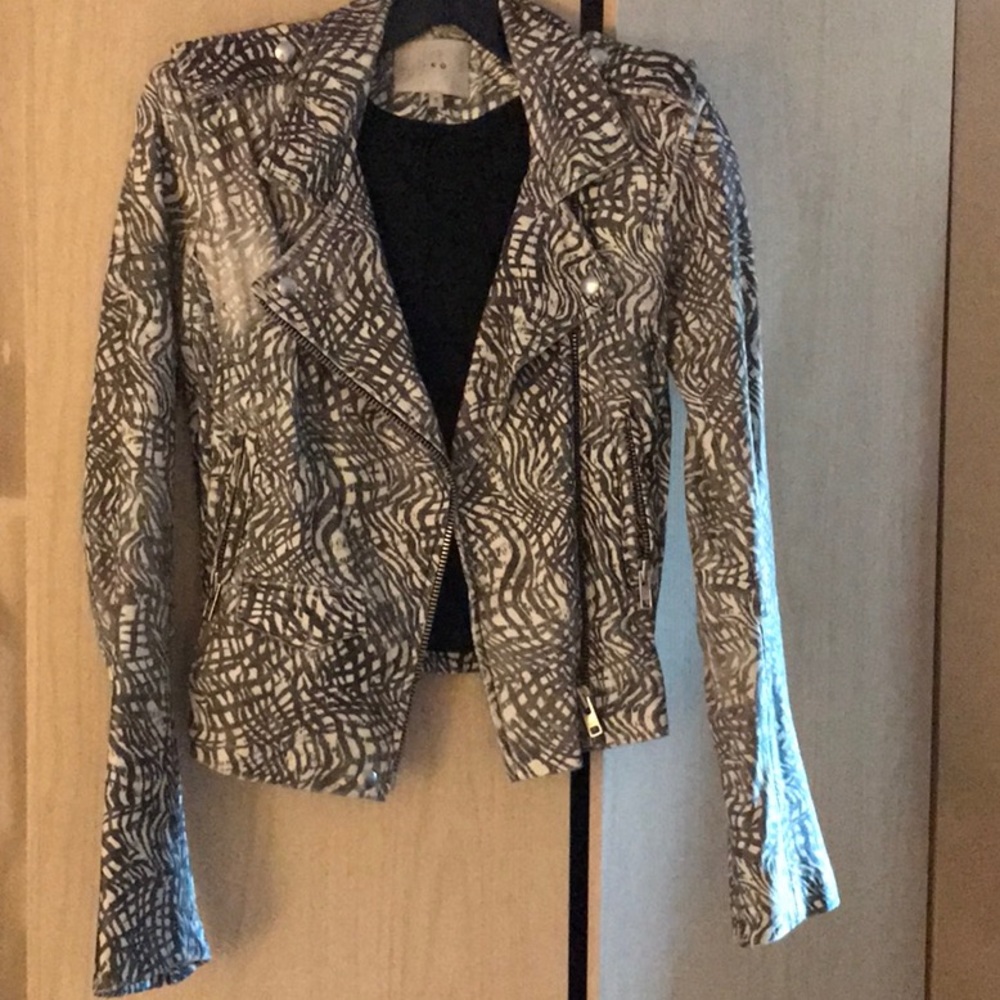 Leather zebra motorcycle jacket